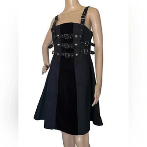 Funhouse Hot Topic Vintage Y2K 90’s Buckle Goth Fit & Flare Dress Black Size S